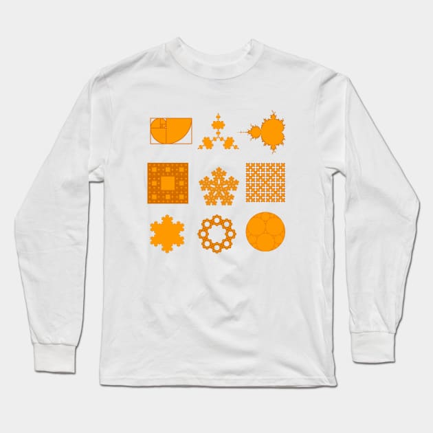 9 Fractals- orange red-orange Long Sleeve T-Shirt by candhdesigns